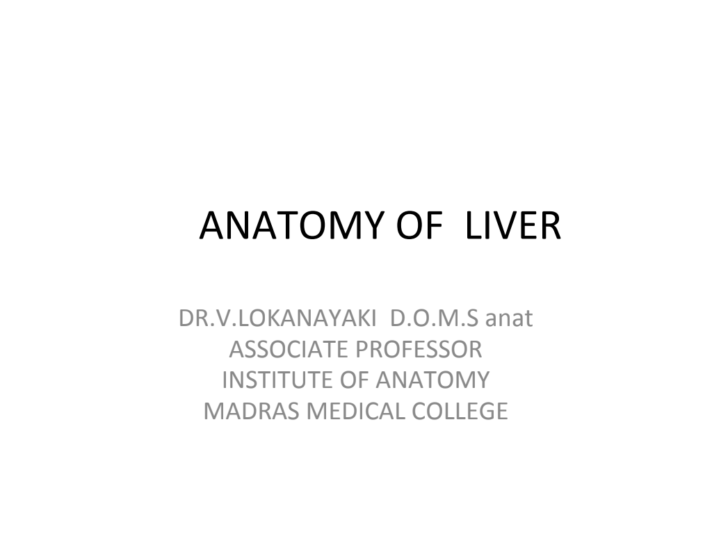 Cover slide of Anatomy of the Liver