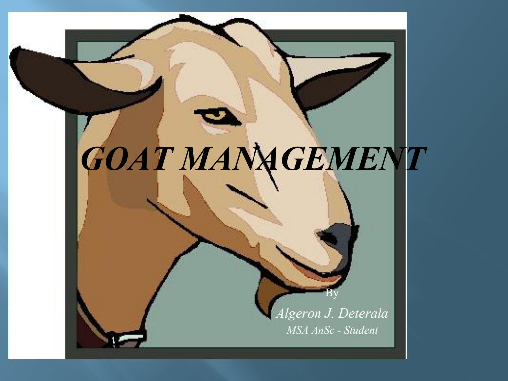 Cover slide of Goat Management