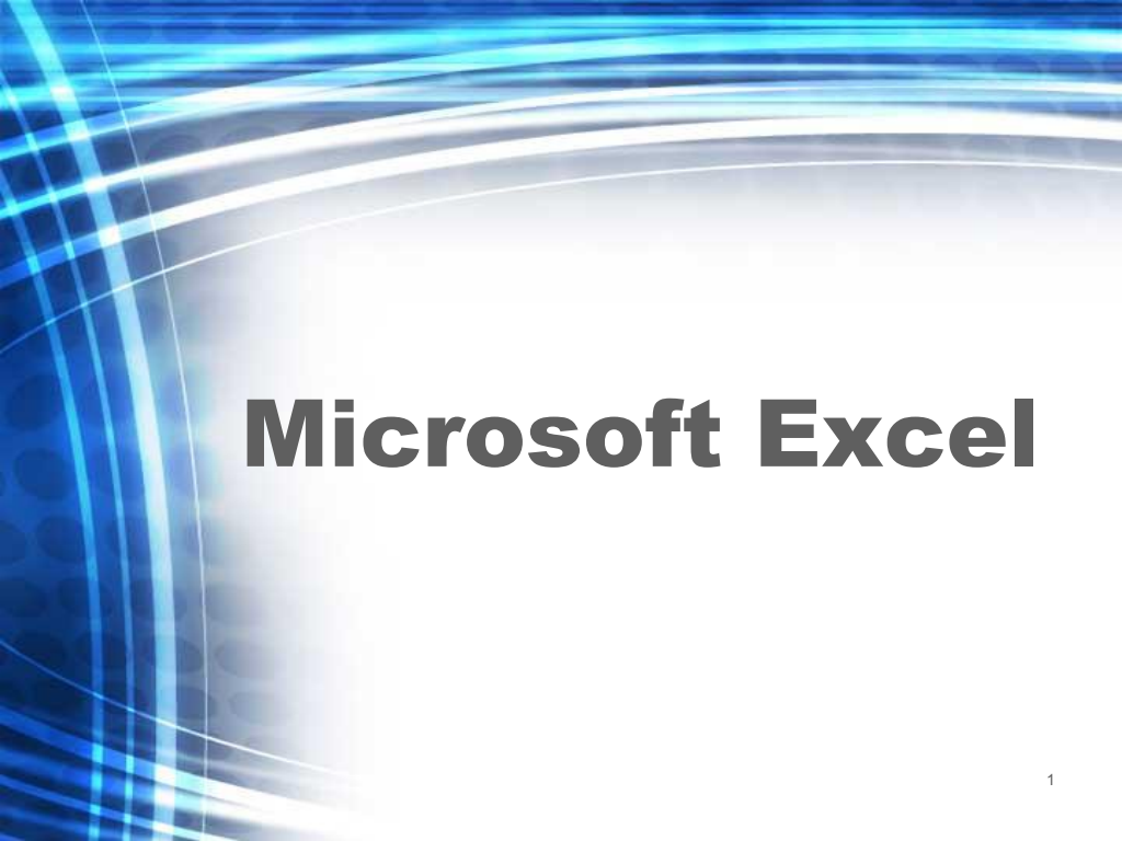 Cover slide of Microsoft Excel - Presentation 01