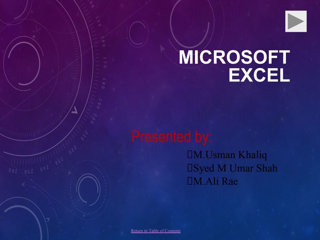 Cover slide of Microsoft Excel - Presentation 02