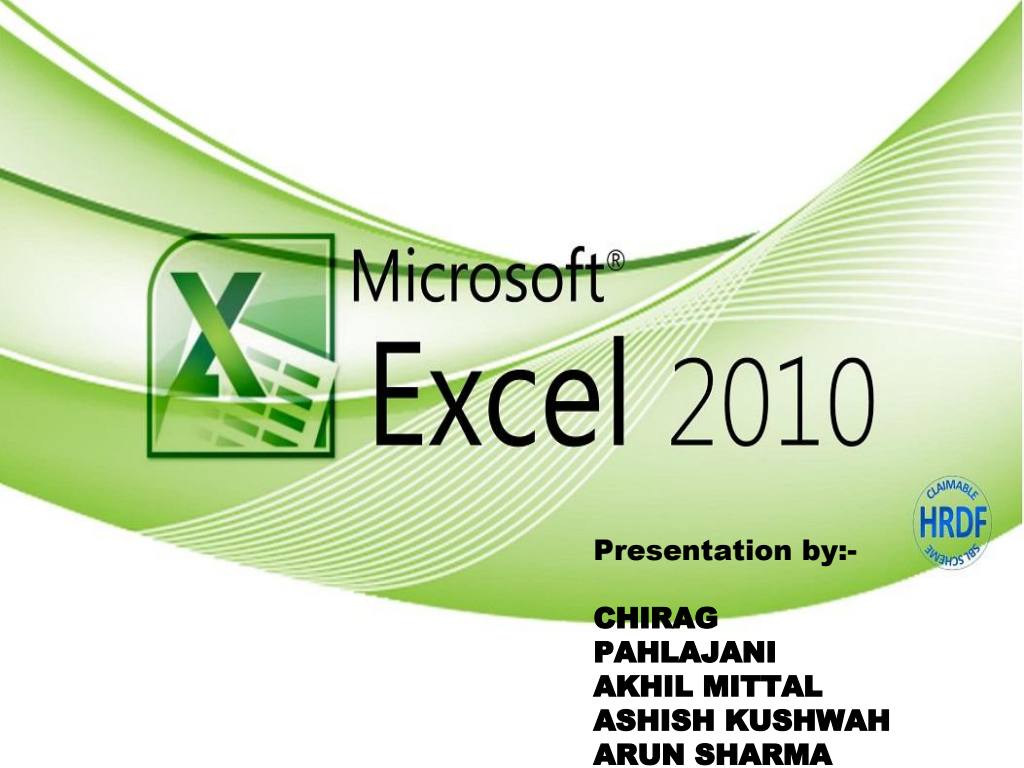 Cover slide of Microsoft Excel - Presentation 02