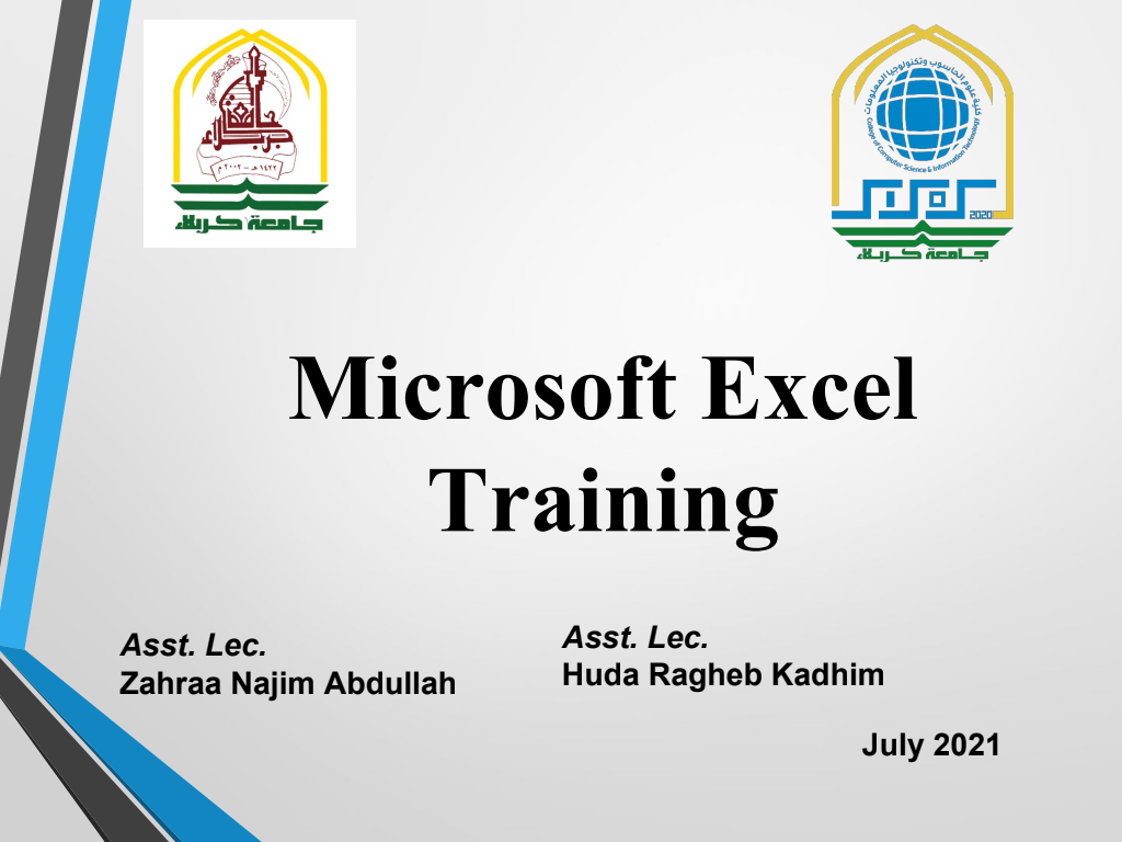 Cover slide of Microsoft Excel Training